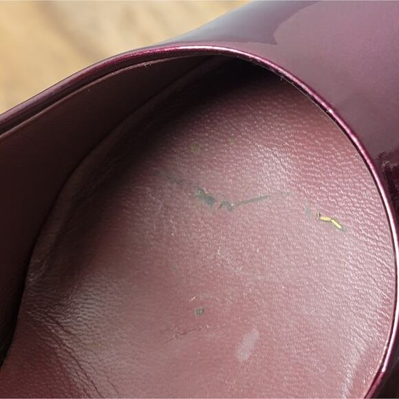 Miu Miu Plum Patent Wood Heel Pumps, Sz EU 38 / US 8 - Picture 15 of 16